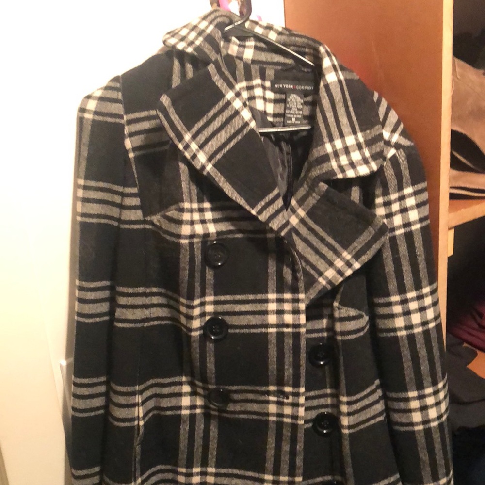 Plaid pea coat. New York & Company. Size 10.